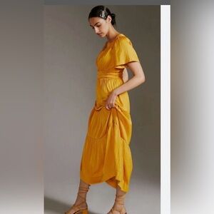 New with tags Anthropologie Silk Dress -beautiful mango colour size XS